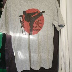 Gray Graphic T-Shirt with Red Circle Design